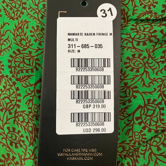 Vix Swimwear Karen Fringe Wrap Effect Midi Skirt Namaste Green NWT Size M - Picture 9 of 16